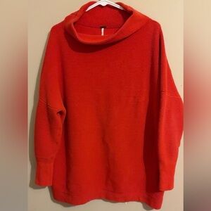 Free People Orange Cowl Neck Sweater Turtleneck
